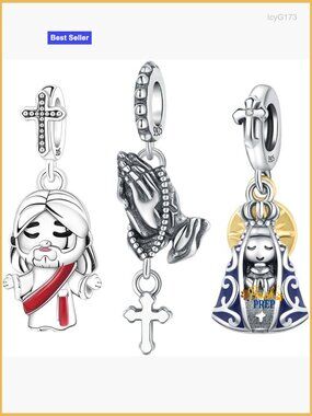 925 Sterling Silver Charms for Bracelets Necklace Religious Cross Star Moon